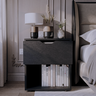 Sunvega 50x40x60 cm Nightstand End Table with Spacious Sliding Drawer