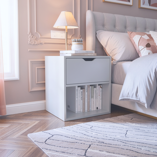 Sunvega 50x40x60 cm Nightstand End Table with Spacious Sliding Drawer