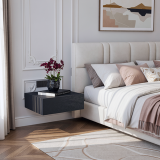 Sunvega Wall-Mounted Nightstand with Drawer for Bedroom and Living Room