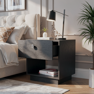 Sunvega White 1-Drawer Nightstand with Large Storage Shelf and Smooth Glide
