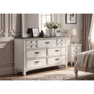Sunvega Transitional Two-Tone Finish Nightstand with Two Storage Drawers