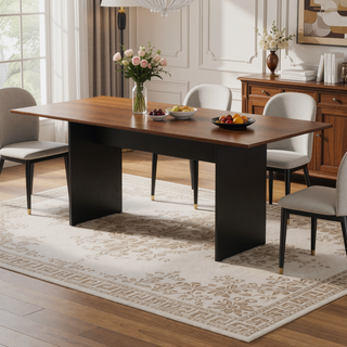 Sunvega Modern Rustic Style Dining Table with Wood-Grain Details for 6
