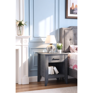 Sunvega Modern Gray Bedside Table With Storage And Sleek Lines
