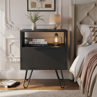 Sunvega Wengue Finish Nightstand with Single Drawer and Shelf for Storage