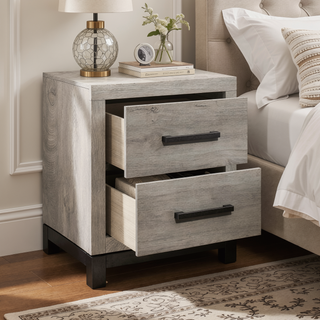 Sunvega Gray Finish 7-Drawer Dresser with Metal Bar Hardware for Bedroom