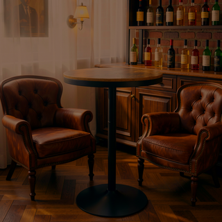 Sunvega Industrial Modern Bar Table with Distressed Wood Top and Metal Frame