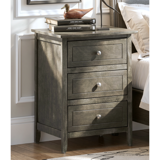 Sunvega Transitional Oak Nightstand With Three Drawers For Bedroom