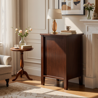 Sunvega Russet Brown Solid Wood Transitional Nightstand with Two Drawers and Shelf