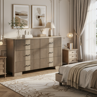 Sunvega Antique Oak Finish Transitional Rustic Nightstand with 2 Storage Drawers