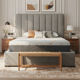 Sunvega 12" Copper Gel Cooling Memory Foam Mattress with Edge Support and Air Grid Base