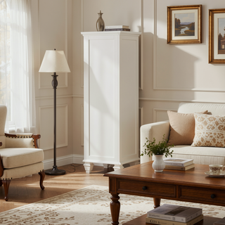 Sunvega Cream White 8-Drawer Chest with Cabinet Door and Brushed Nickel Hardware