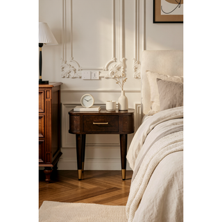 Sunvega Handcrafted Mango Wood Bedside with Rattan Panels in Velvet Mocha Finish