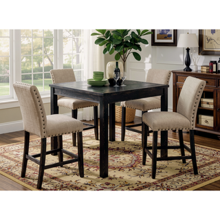 Sunvega Rustic Antique Black 5pc Counter Height Dining Table Set with Nailhead Trim