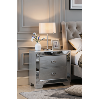 Sunvega Silver Champagne Finish Modern Bedside Table with Compact Storage Design