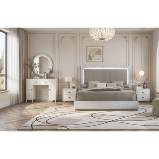 Sunvega Mist Chest White High-Gloss Lacquer Finish with Five Smooth-Glide Drawers