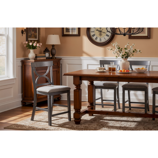 Sunvega Counter Height Dining Set with Round Table and Four Padded Chairs