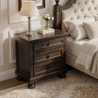 Sunvega Grayish Brown Wooden Dresser with 7 Dovetail Drawers and Antique Pewter Knobs