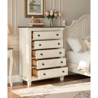 Sunvega Transitional Rustic Nightstand with 2 Dovetail Drawers Flat Knobs