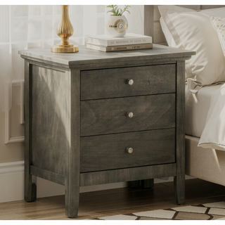 Sunvega Contemporary Gray Nightstand with Three Drawers for Modern Living