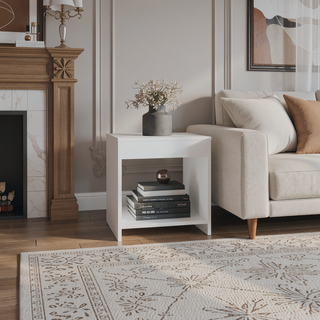 Sunvega Minimalistic Nightstand with Open Shelf for Small Spaces