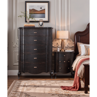 Sunvega Antique Taupe Finish 5-Drawer Chest with Felt-Lined Top and Cabriole Legs