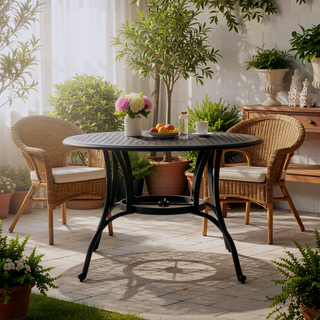 Sunvega Traditional Cast Aluminum Outdoor Dining Table with Lattice Design
