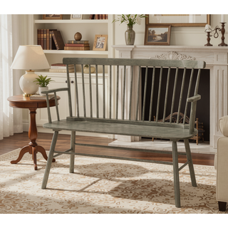 Sunvega Farmhouse Style Black Finish Spindle Back Arm Rest Wooden Chair
