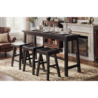Sunvega 4-Piece Counter Height Dining Set with Table and 3 Stools in White and Coffee