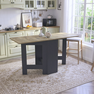 Sunvega Black Macadamia Expandable Folding Table with Three Forms and Sturdy Legs