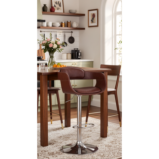Sunvega Modern Rotatable Adjustable Bar Stool with Padded Seat and Backrest