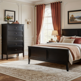 Sunvega Fully Assembled 6 Drawer Dresser with French Dovetail Wood Veneer Finish