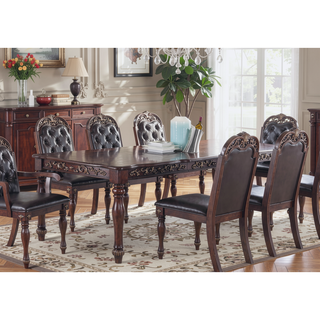 Sunvega Antique Design Silver Grey Finish Rubberwood Formal Dining Table