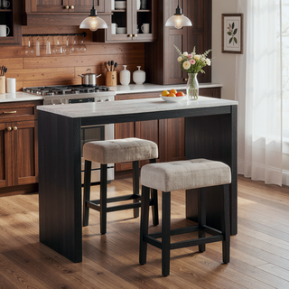 Sunvega Faux Marble Sled Counter Height Dining Table for Two with Wood Frame