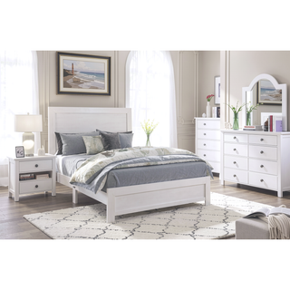 Sunvega White Finish 5 Drawer Chest with Black Nickel Pulls No Assembly Required
