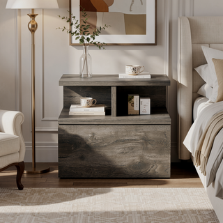 Sunvega Blue Floating Nightstand With Drawer And Shelves For Storage And Decor