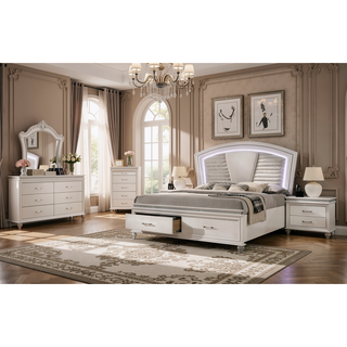 Sunvega Contemporary Nightstand with Felt-lined Drawers and Acrylic Legs in Pearl White