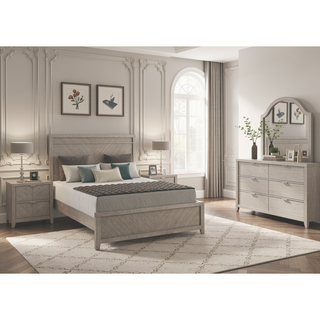 Sunvega Ash Veneers 6 Drawer Dresser with Harringbone Look and Transitional Design