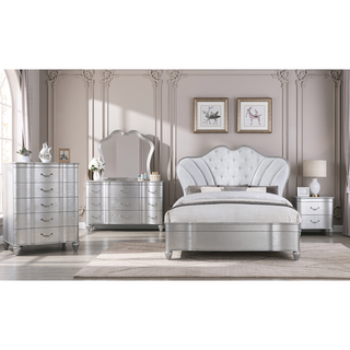 Sunvega Silver Wood Nightstand with Three Metal Drawer Pulls in Landmark Traditional Style