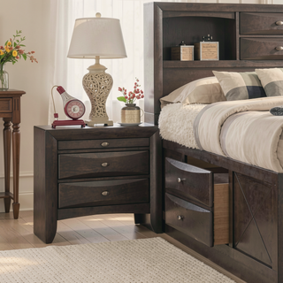 Sunvega Cherry Solid Wood Contemporary Nightstand with 2-Drawers and Nickel Knob Pulls