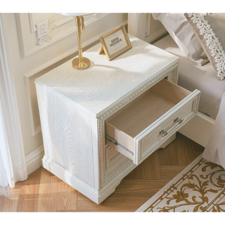 Sunvega Transitional Style White Cream Finish Nightstand with Two Storage Drawers