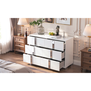 Sunvega Elegant Gray Nightstand with 2 Drawers and Metal Foot for Bedroom