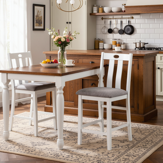 Sunvega Transitional White Gray Two-tone 5pc Counter Height Dining Set