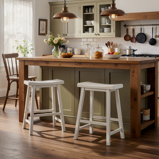 Sunvega Ergonomic Gray Wood Counter Height Stools with Curved Saddle Seat