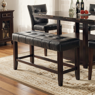 Sunvega Silver Faux Leather Upholstered Tufted Seat Counter Height Bench