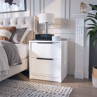 Sunvega Modern 18 Inch High Nightstand with Two Large Storage Drawers
