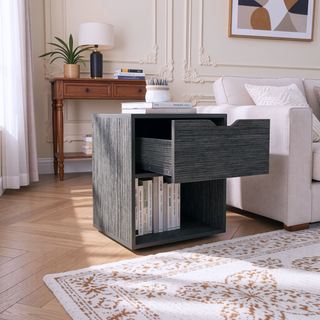 Sunvega 50x40x60 cm Nightstand End Table with Spacious Sliding Drawer