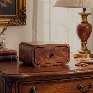 Sunvega Solid Mango Wood Wall Mounted Nightstand with Single Drawer in Chestnut