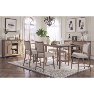 Sunvega Counter Height Dining Table with Double Pedestal Base in Sand Finish