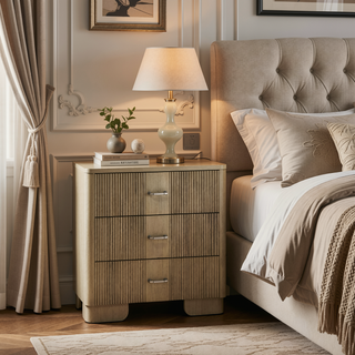 Sunvega Antique Oak Finish Transitional Rustic Nightstand with 2 Storage Drawers