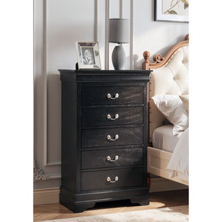 Sunvega Traditional Style Bedroom Chest with Carved Bases and Curved Mouldings